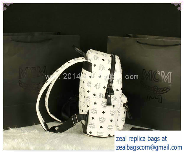 High Quality Replica MCM Stark Backpack Large in Calf Leather 8004 White - Click Image to Close